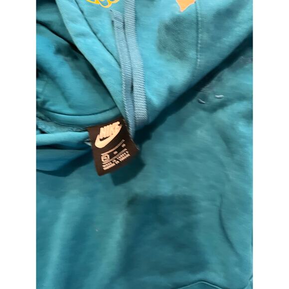 Nike Sportswear Club Distressed Hoodie Pullover Size XL Mens Blue Teal - Picture 4 of 6